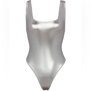 **SKIMS** METALLIC SWIM HIGH CUT ONE PIECE